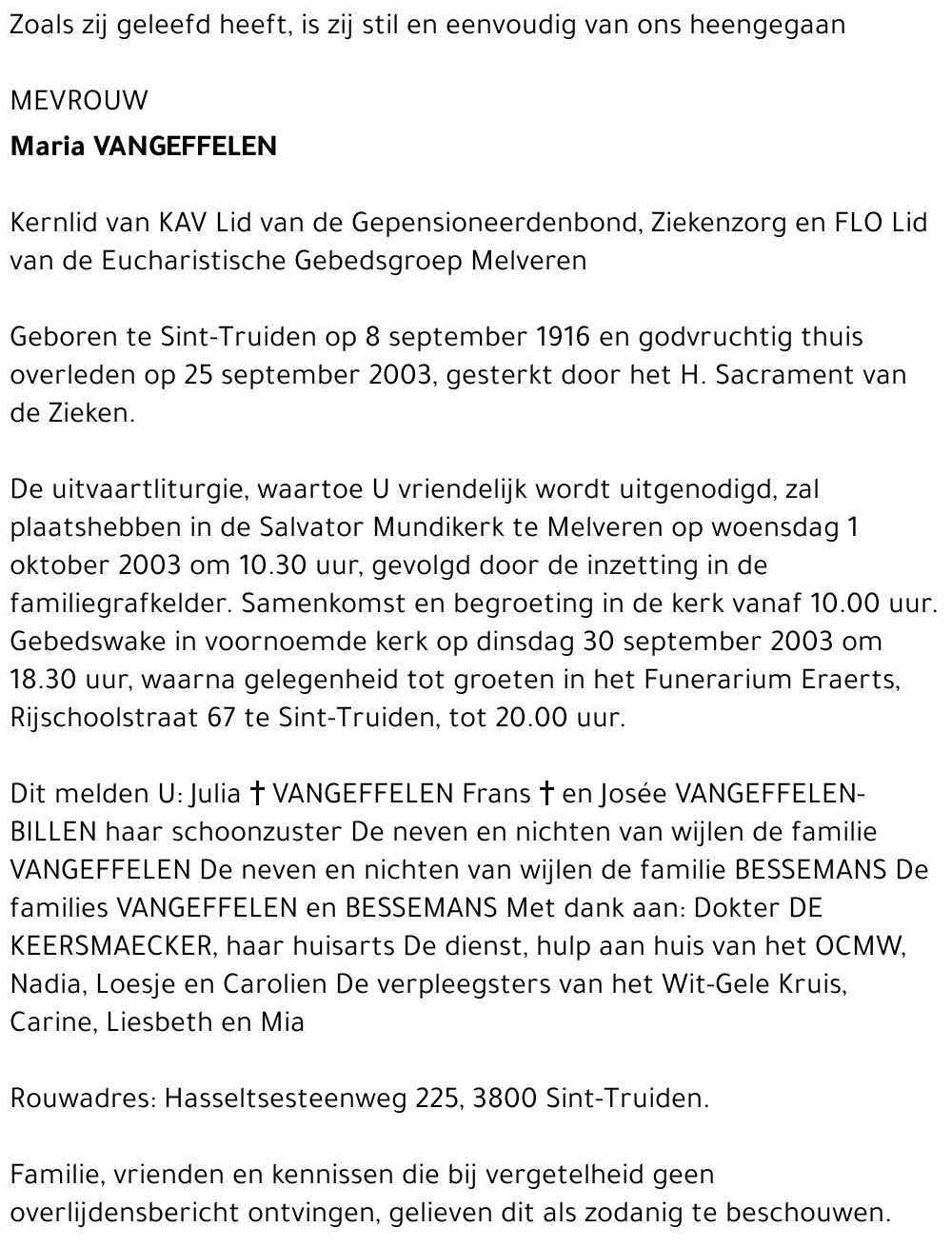 Maria Vangeffelen
