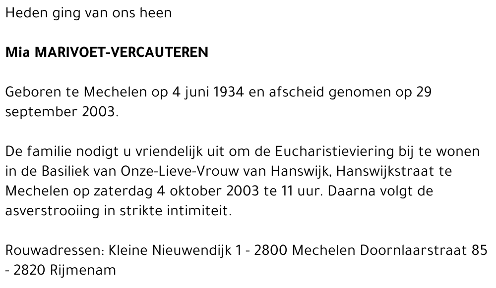 MIA MARIVOET-VERCAUTEREN