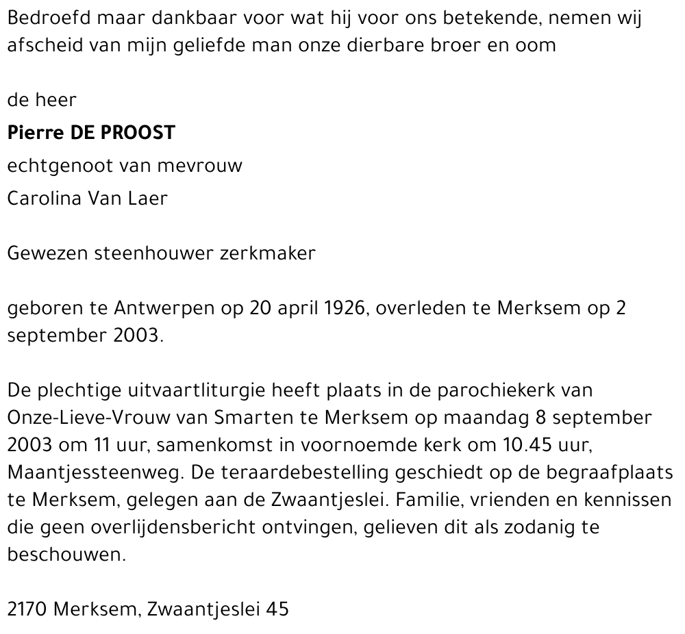 Pierre DE PROOST