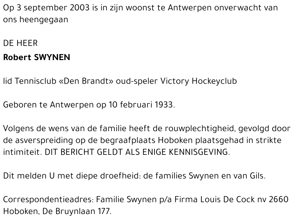 ROBERT SWYNEN