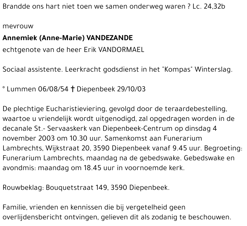 Annemiek (Anne-Marie) VANDEZANDE