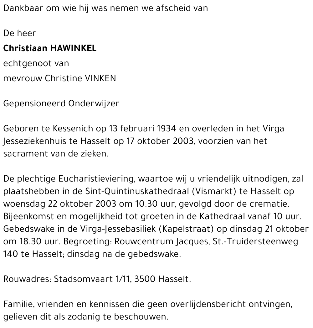 Christiaan Hawinkel