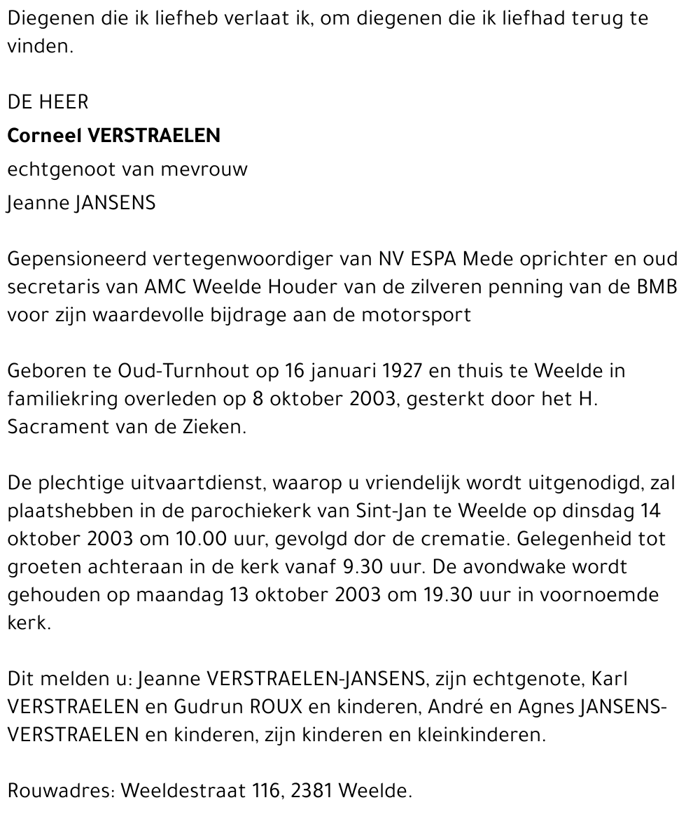 CORNEEL VERSTRAETEN