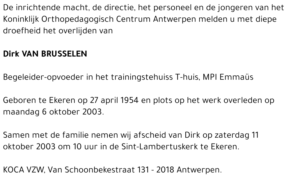 DIRK VAN BRUSSELEN