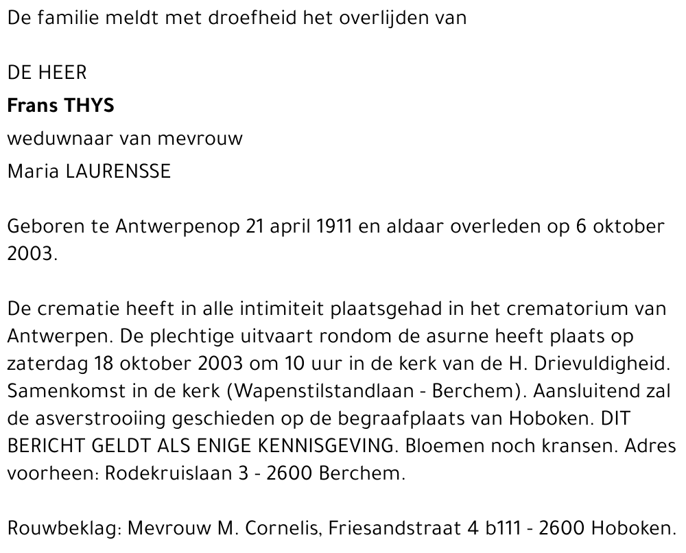 FRANS THYS
