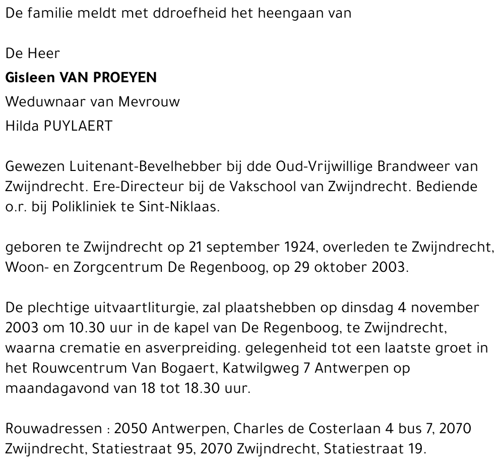 GISLEEN VAN PROEYEN