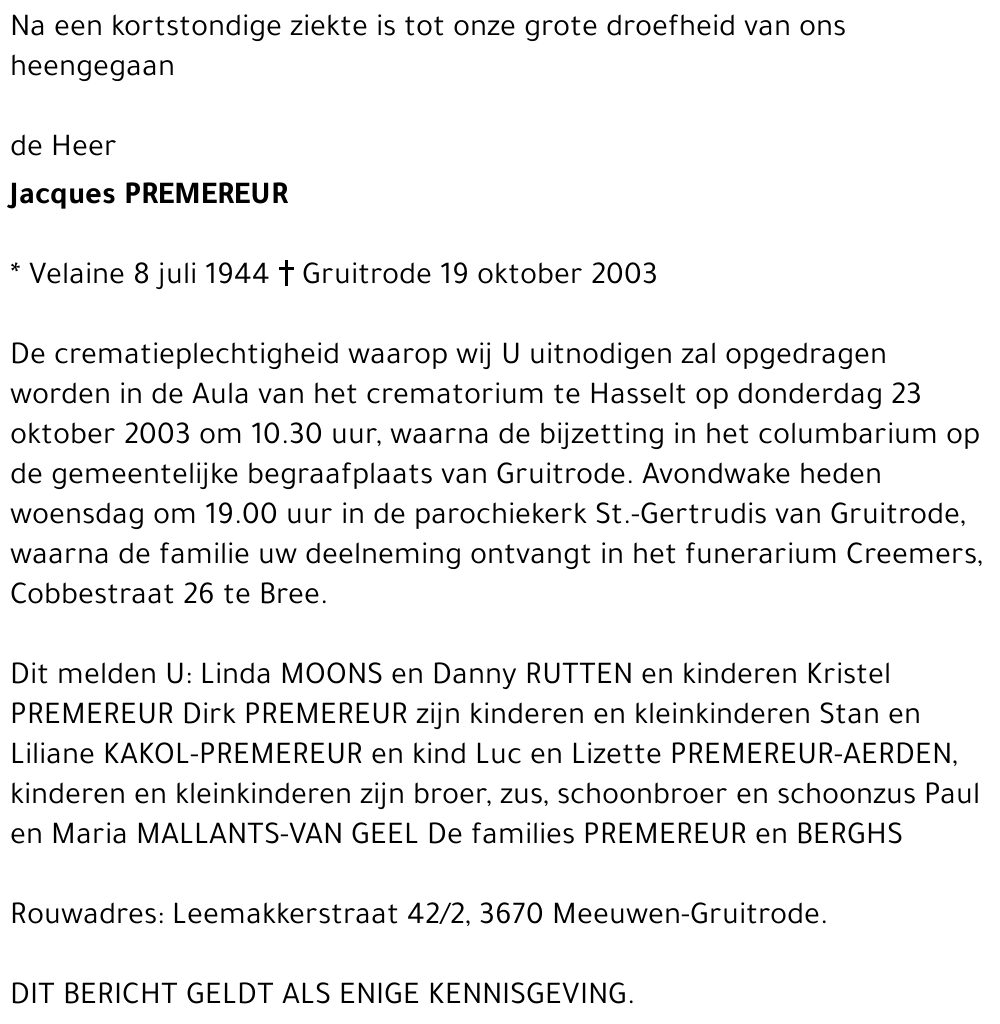 Jacques PREMEREUR