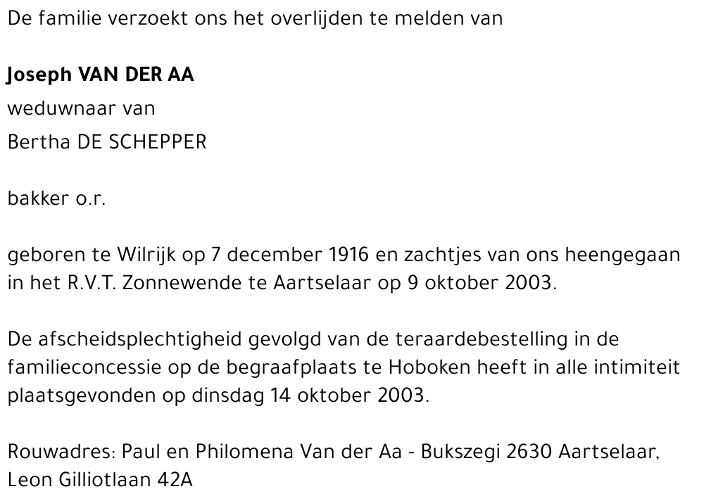 JOSEPH VAN DER AA