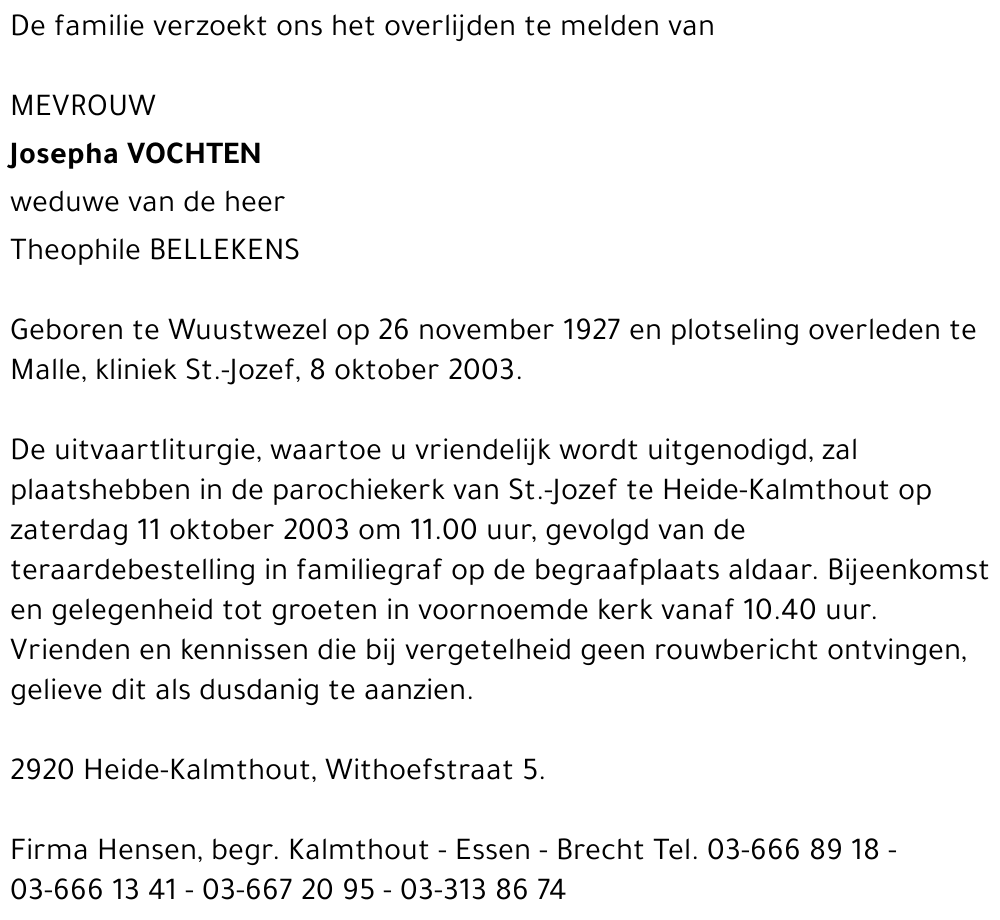 JOSEPHA VOCHTEN