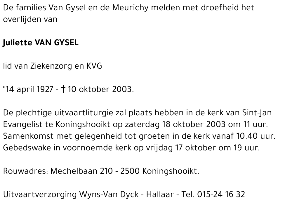 Juliette Van Gysel