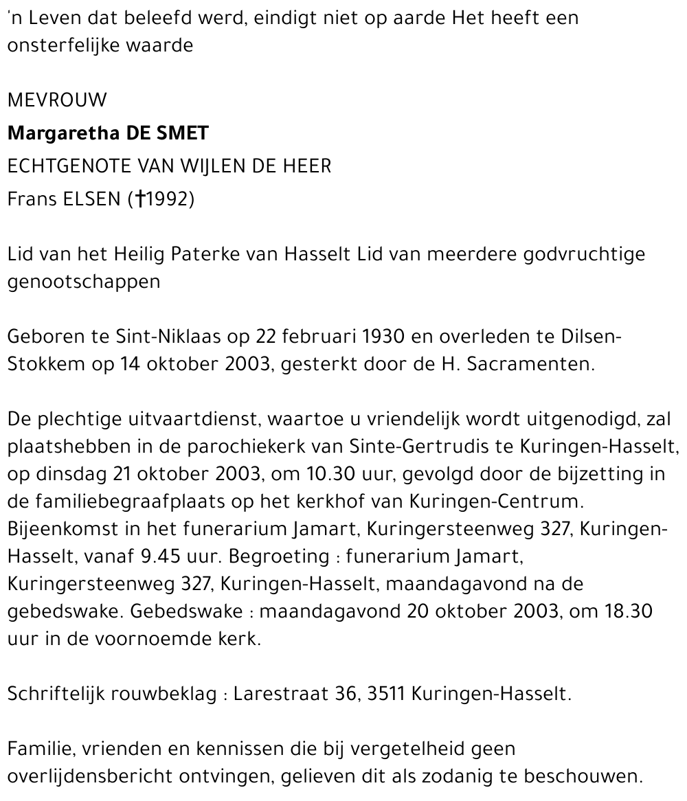 Margaretha De Smet