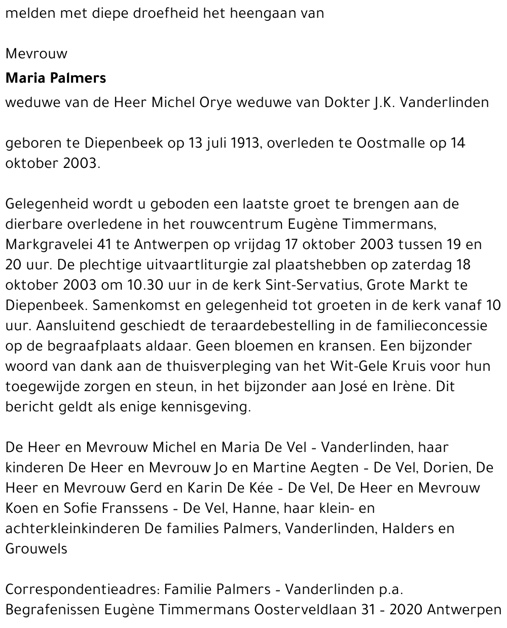 MAria Palmers