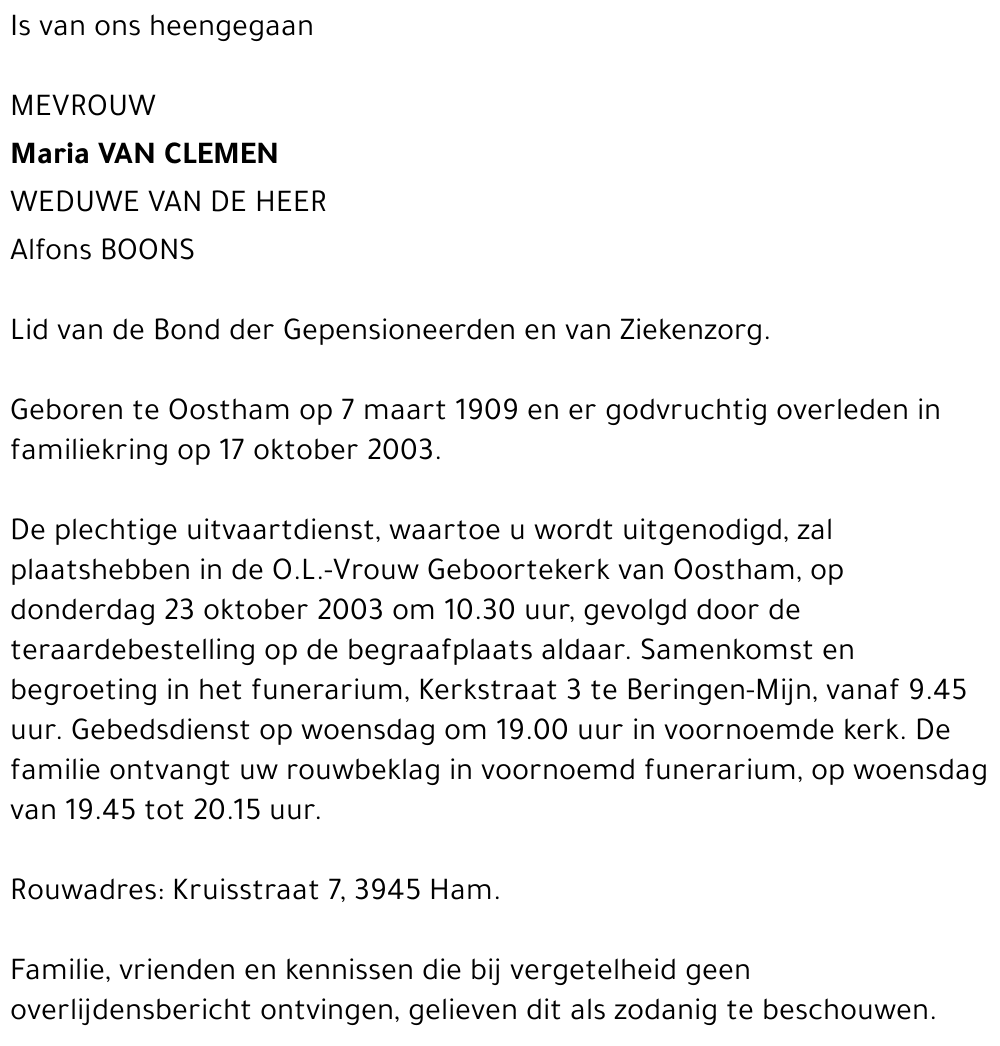 Maria Van Clemen