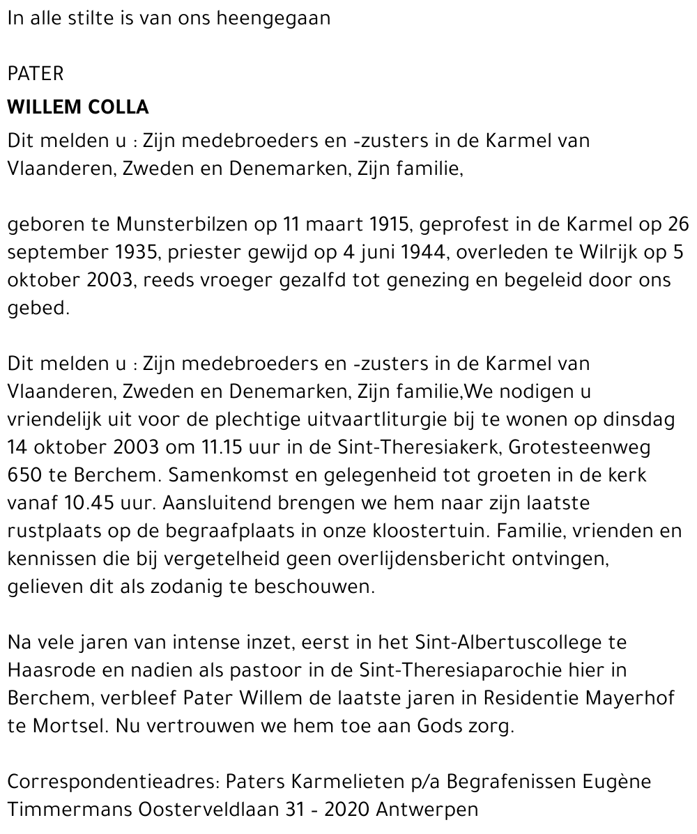 Pater Willem COLLA