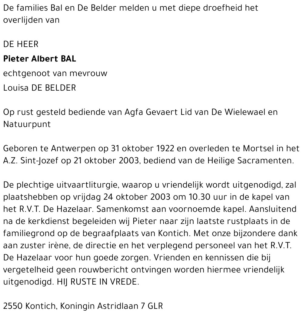 PIETER ALBERT BAL