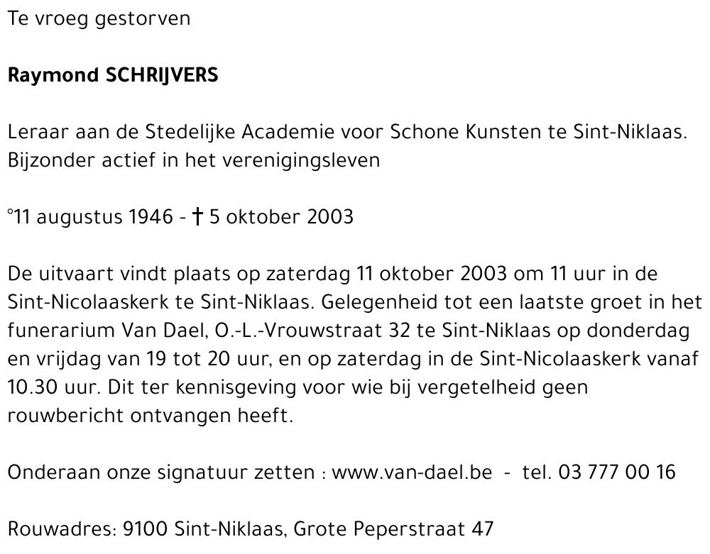 RAYMOND SCHRIJVERS