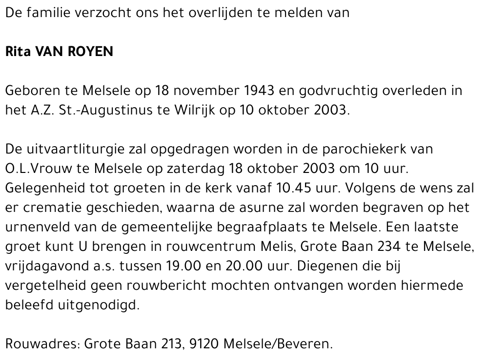 RITA VAN ROYEN