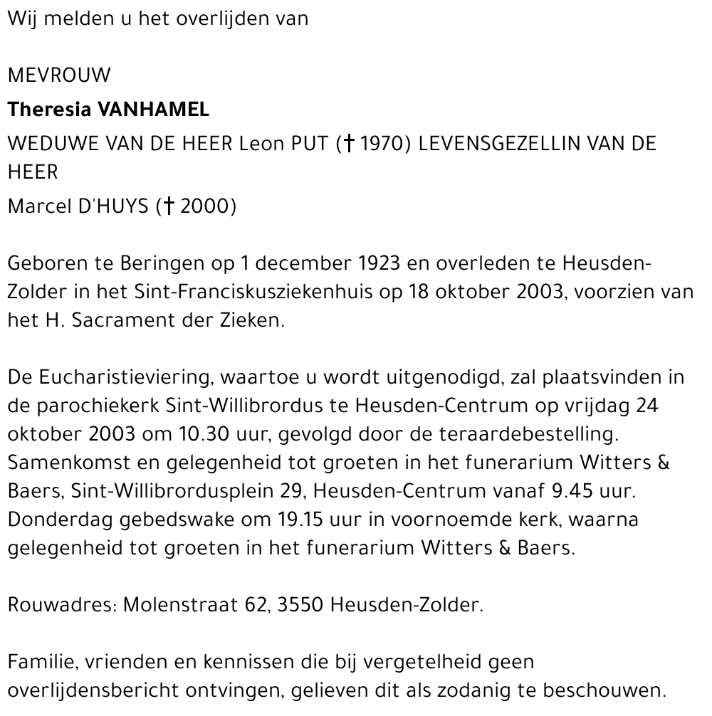 Theresia Vanhamel