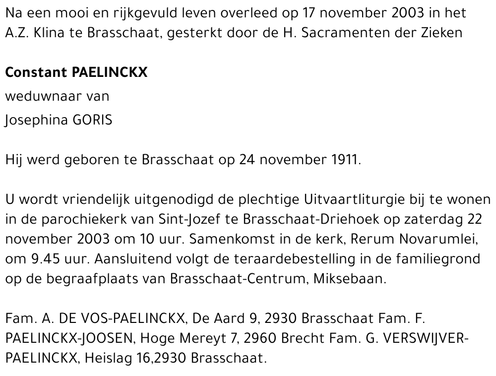 CONSTANT PAELINCKX