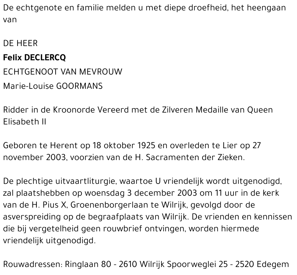 FELIX DECLERCQ