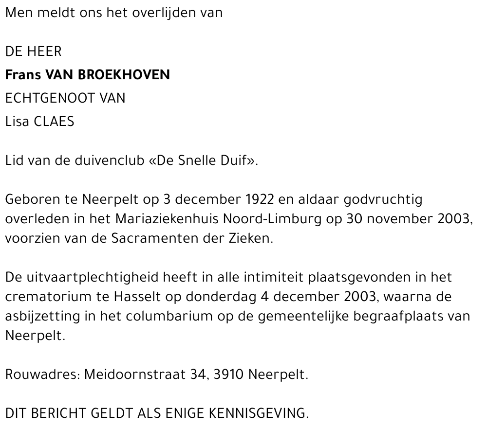 Frans Van Broekhoven