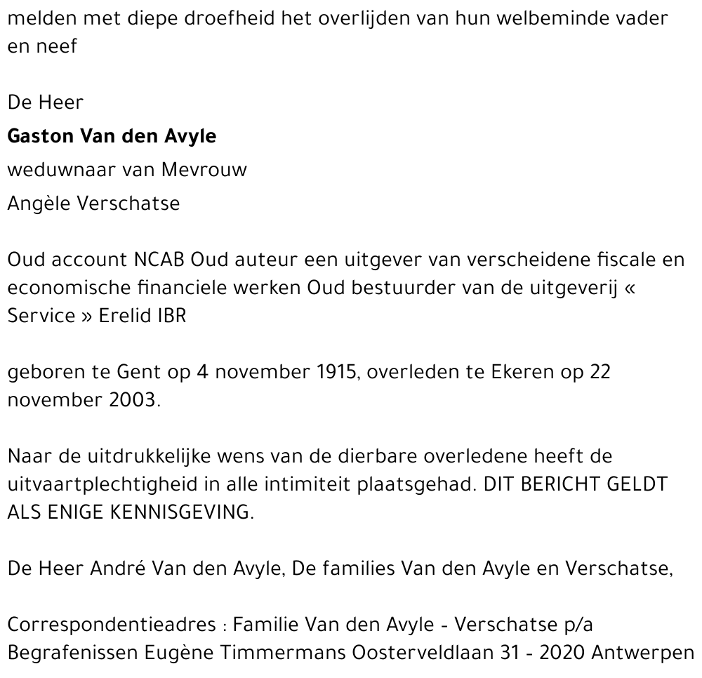 Gaston Van den Avyle