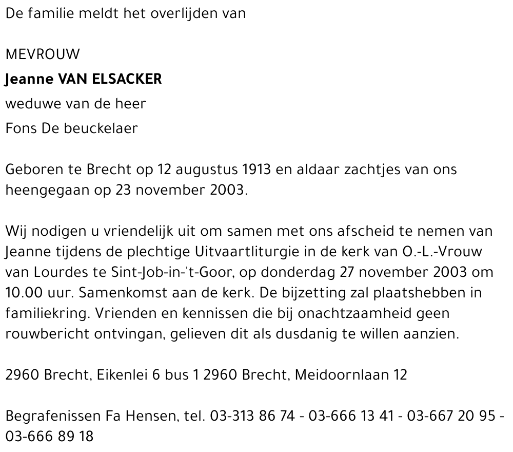 Jeanne Van Elsacker