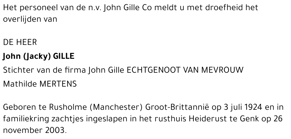 John (Jacky) Gille