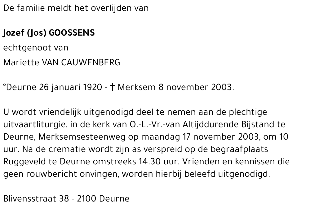 JOZEF (JOS) GOOSSENS