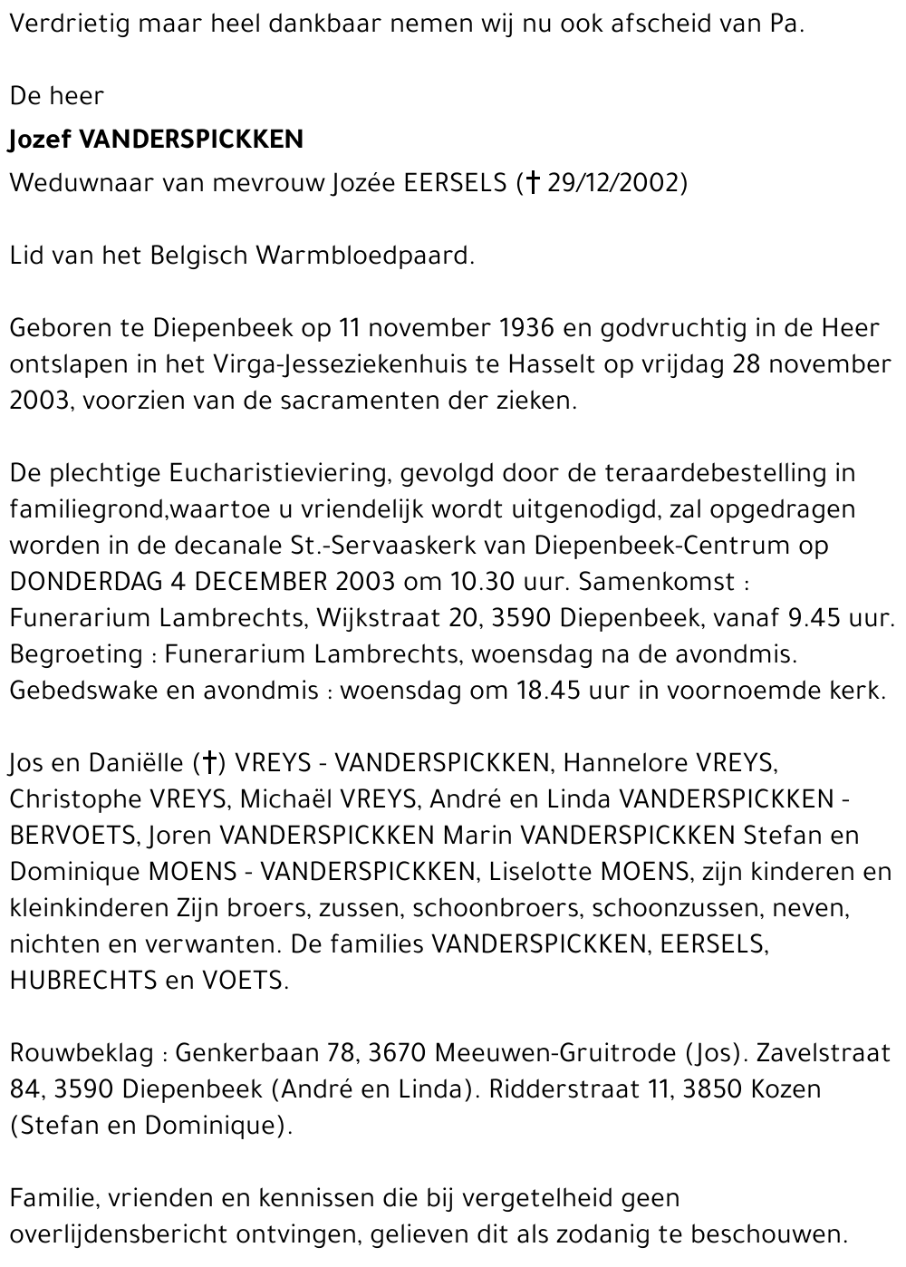 Jozef VANDERSPICKKEN