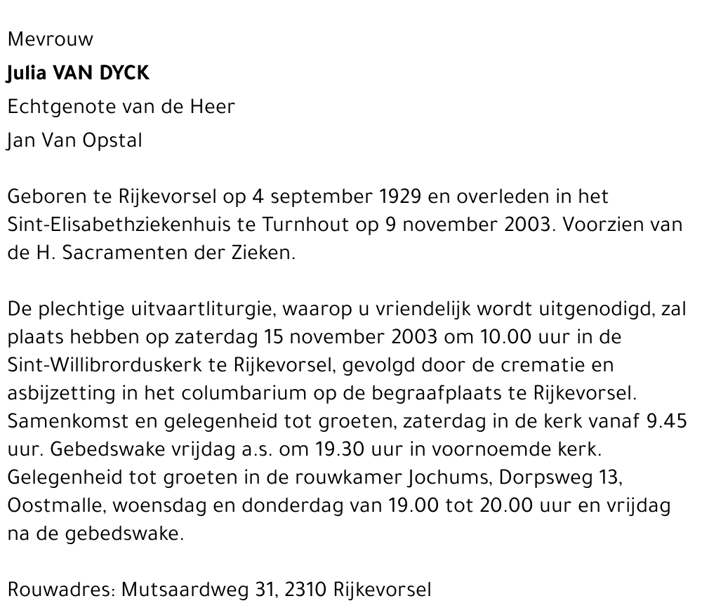 JULIA VAN DYCK