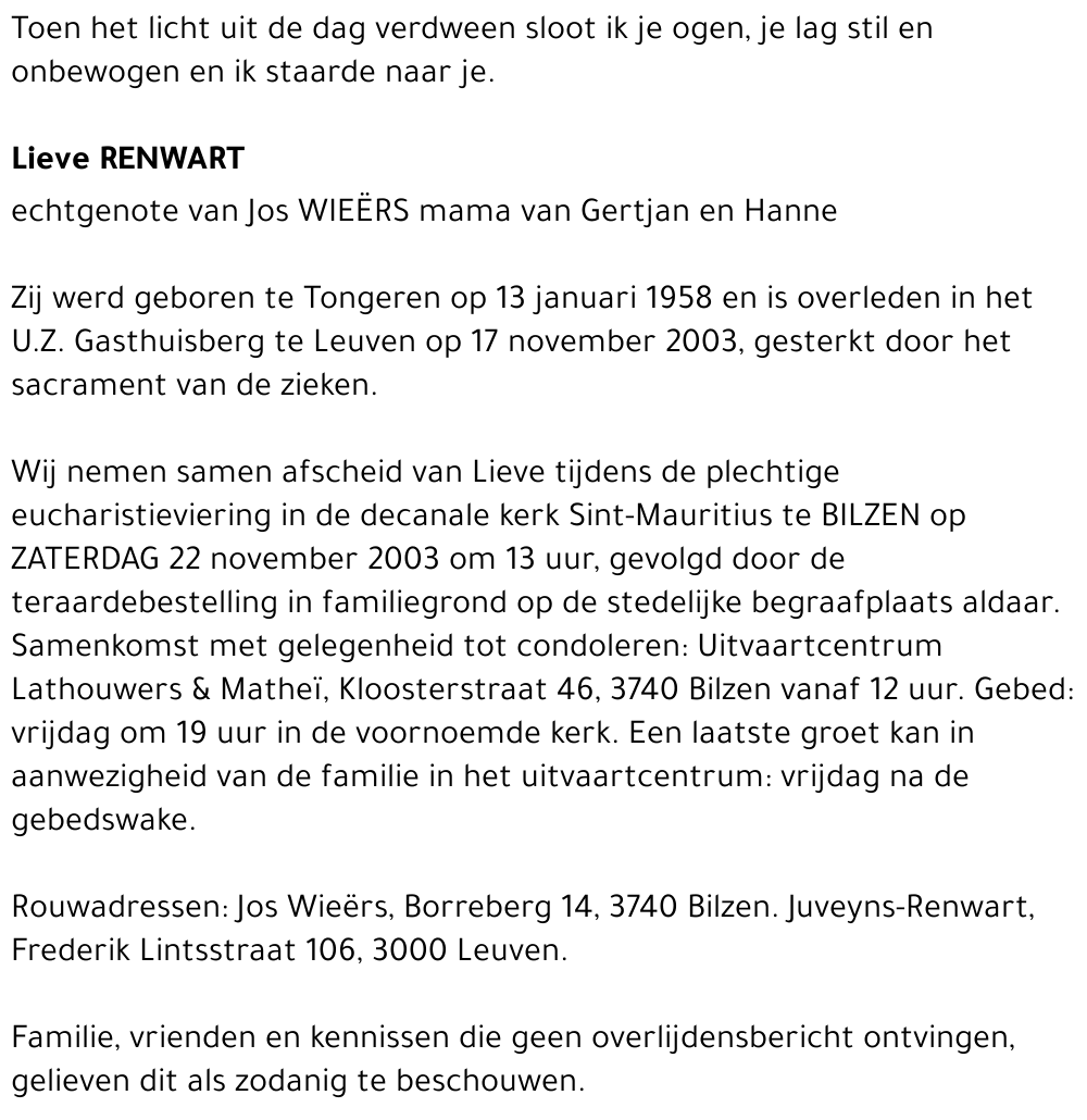 Lieve RENWART