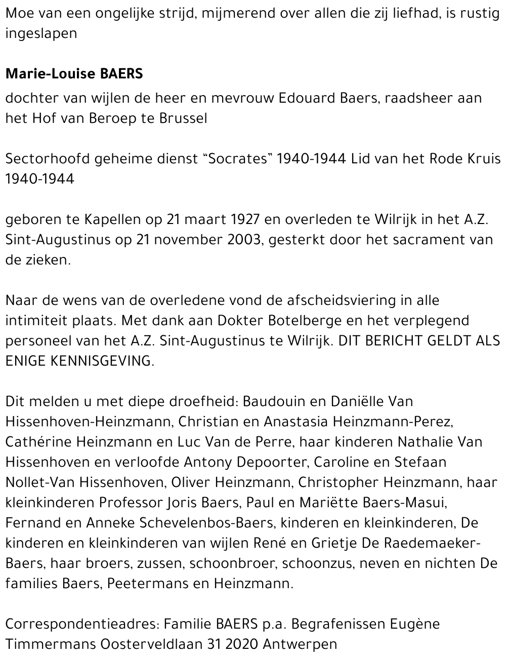 Maria Louisa Baers