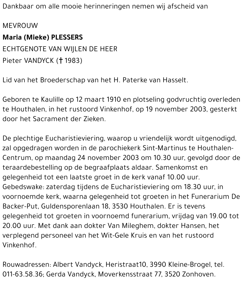 Maria (Mieke) Plessers