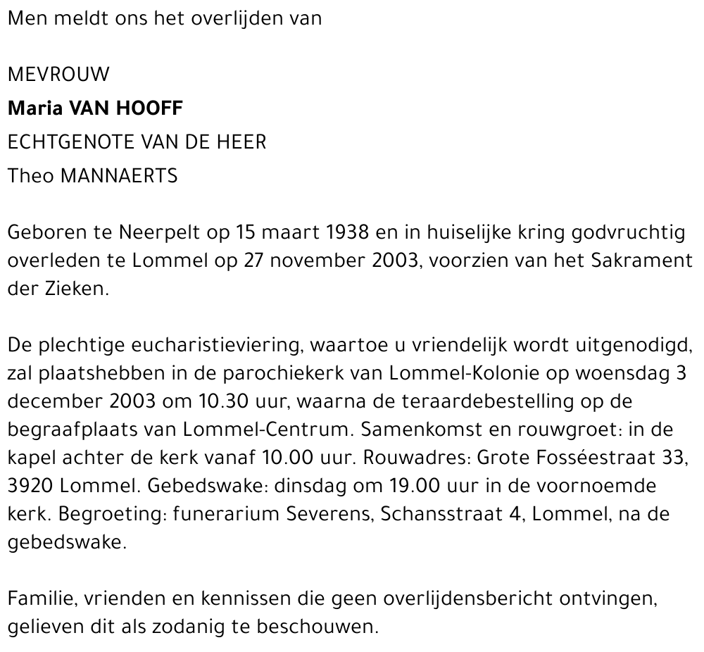 Maria Van Hooff