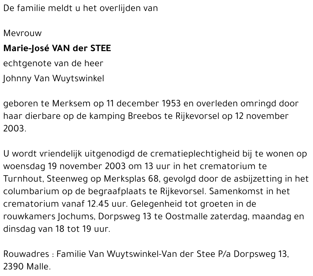 MARIE-JOSÉ VAN DER STEE