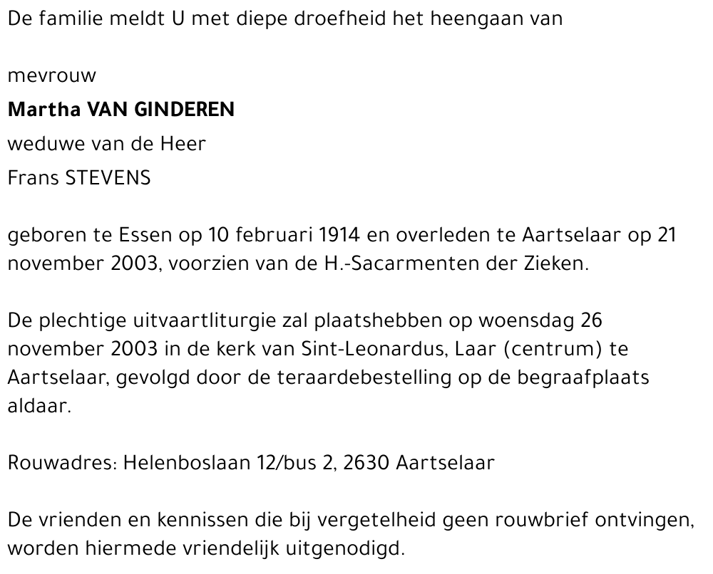 Martha VAN GINDEREN