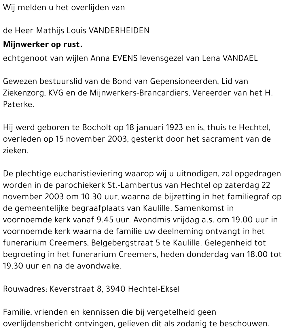 Mathijs Louis VANDERHEIDEN