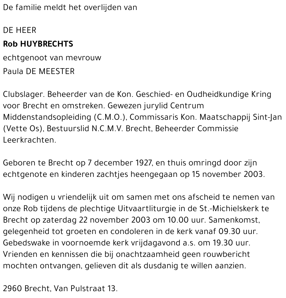 ROB HUYBRECHTS