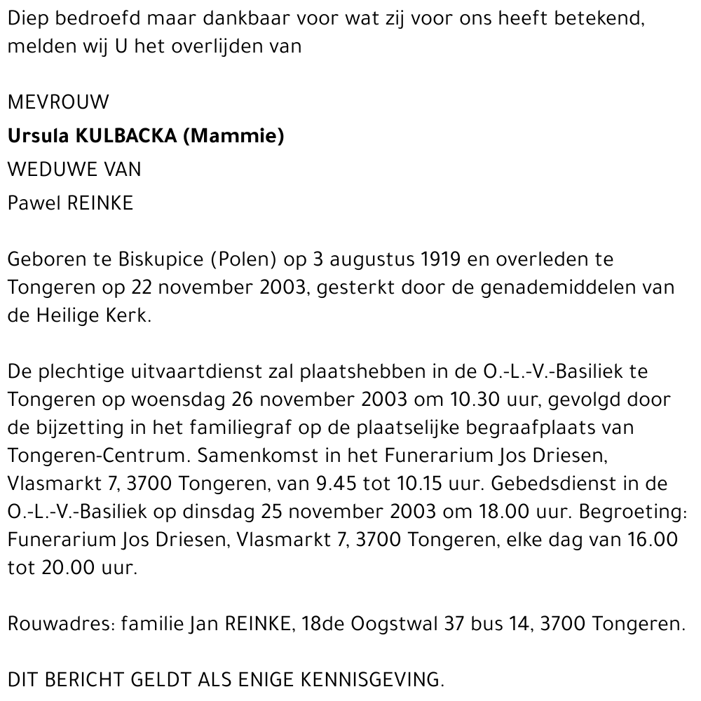 Ursula (Mammie) Kulbacka