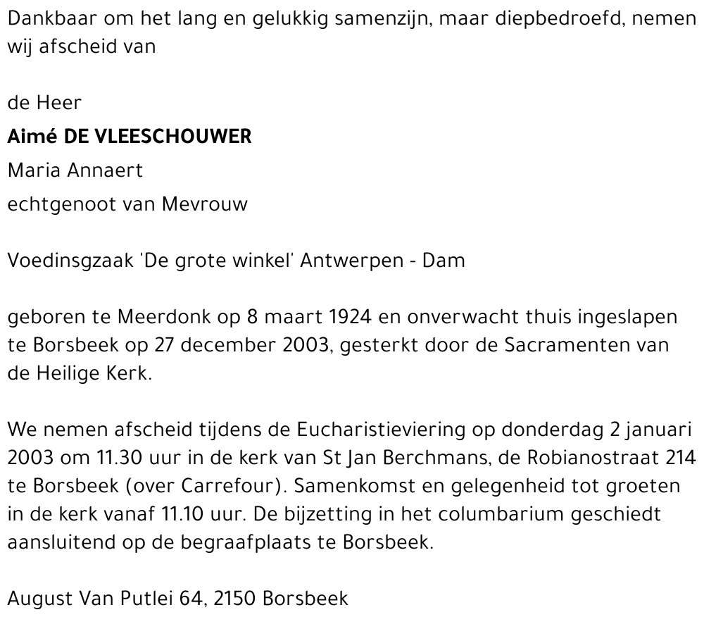 Aimé De Vleeschouwer