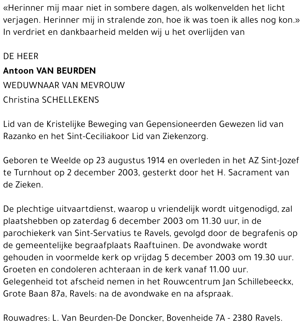 ANTOON VAN BEURDEN