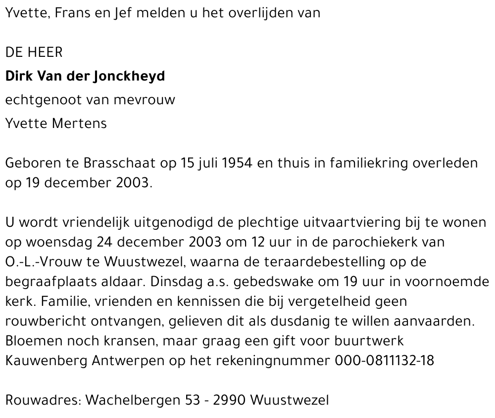 Dirk Van der Jonckheyd