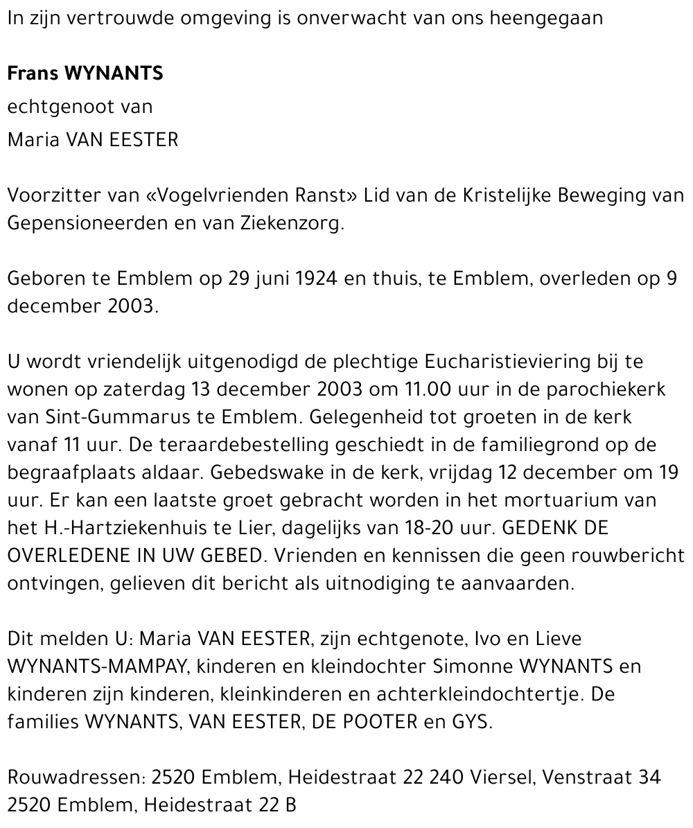 FRANS WYNANTS
