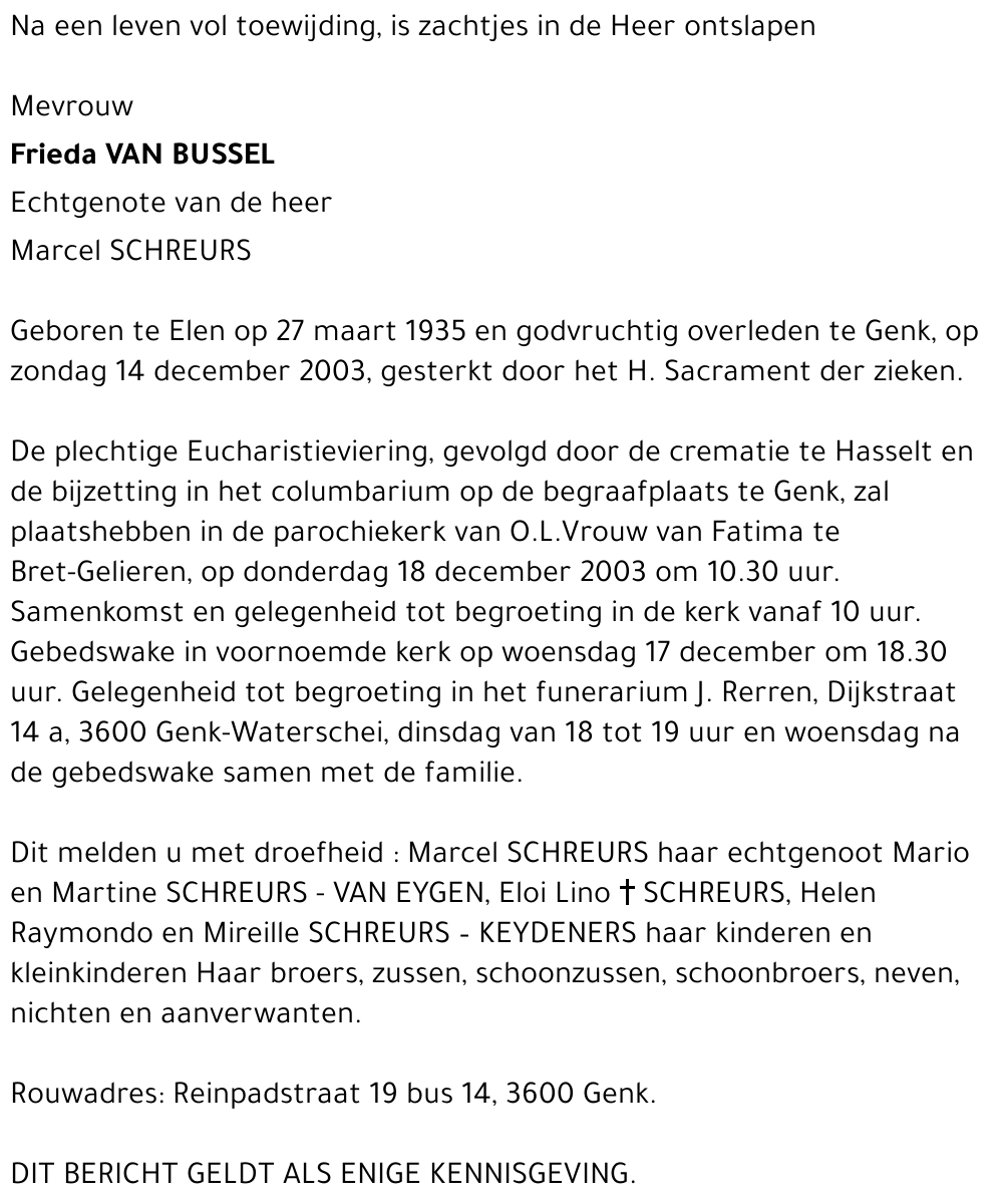 Frida VAN BUSSEL