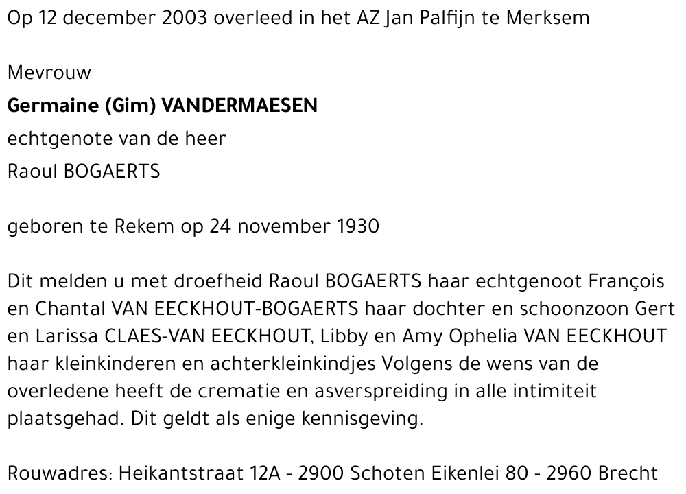 GERMAINE (GIM) VANDERMAESEN