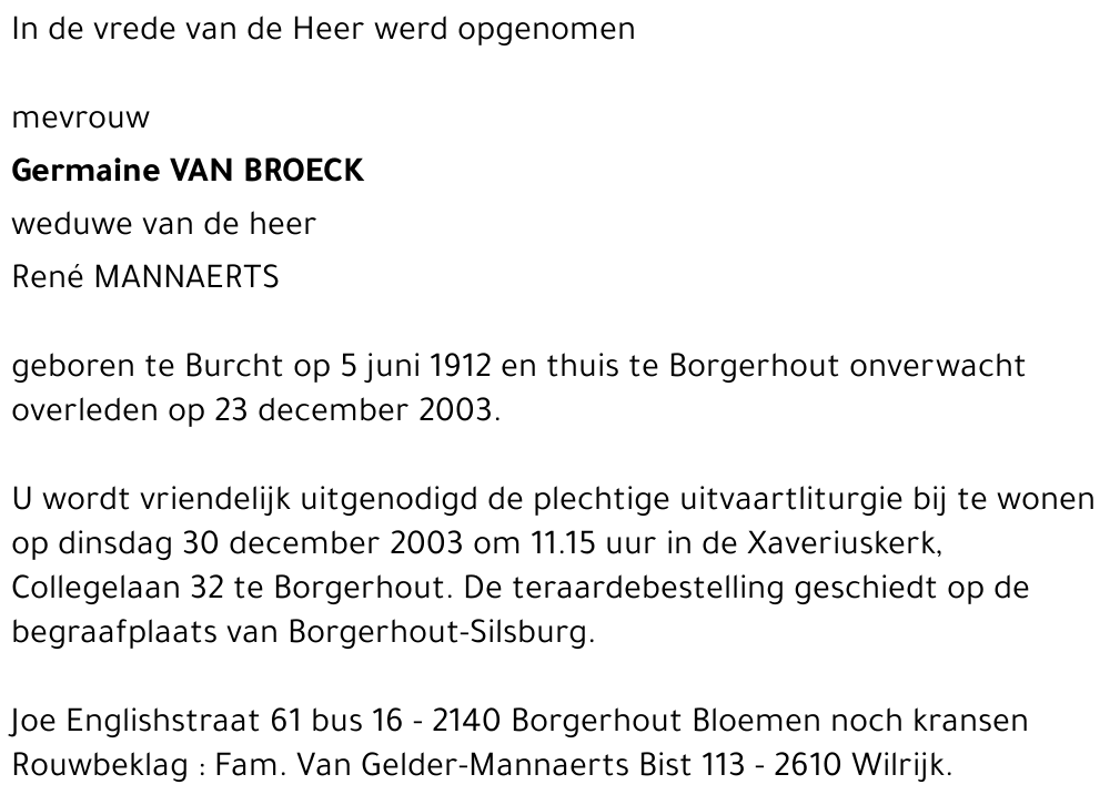 Germaine VAN BROECK