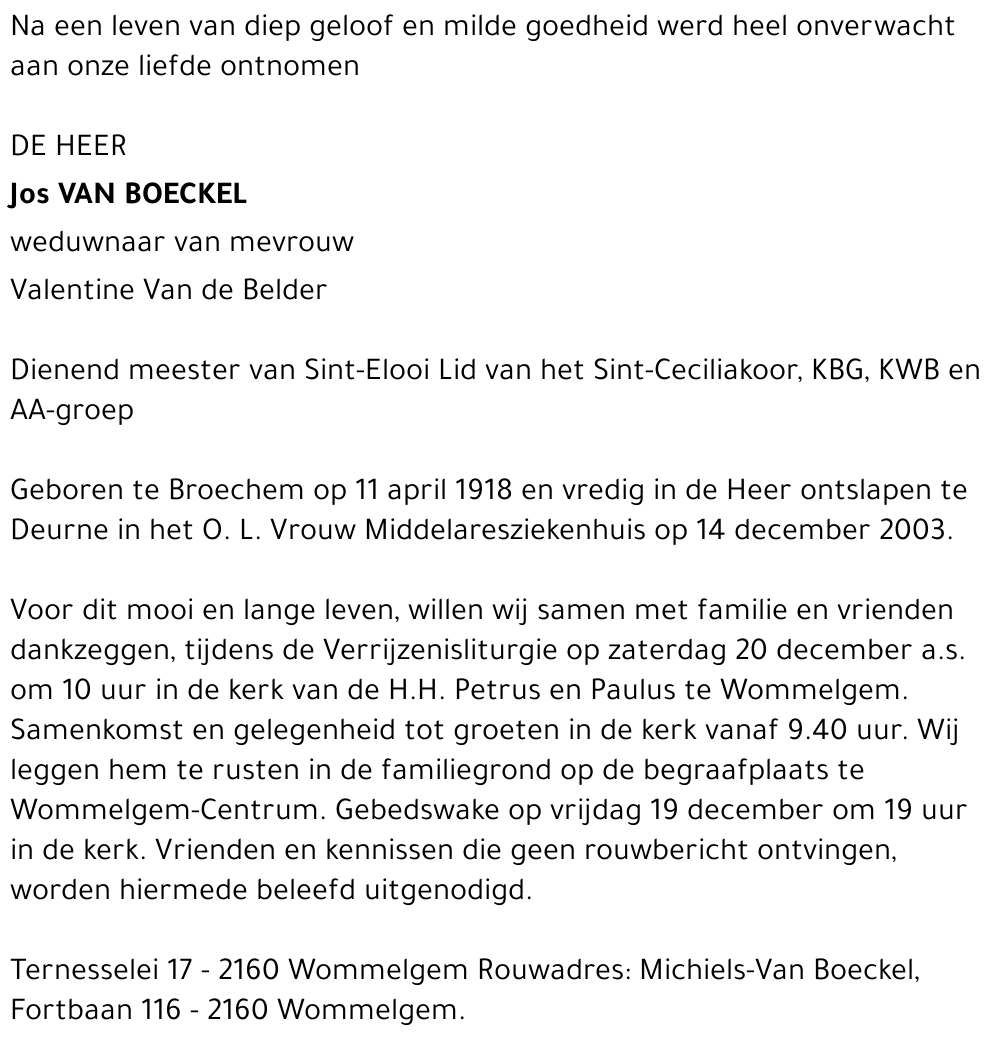 JOS VAN BOECKEL