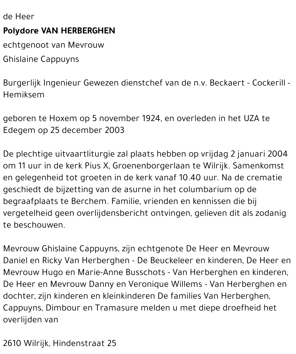 Jospeh Felix Polydor Van Herberghen