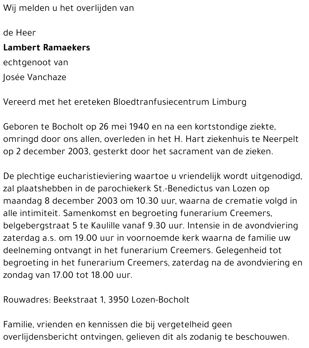 Lambert RAMAEKERS